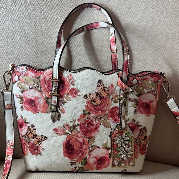 Aldo Floral White and Pink Women's Tote Bag - Picture 2 of 11